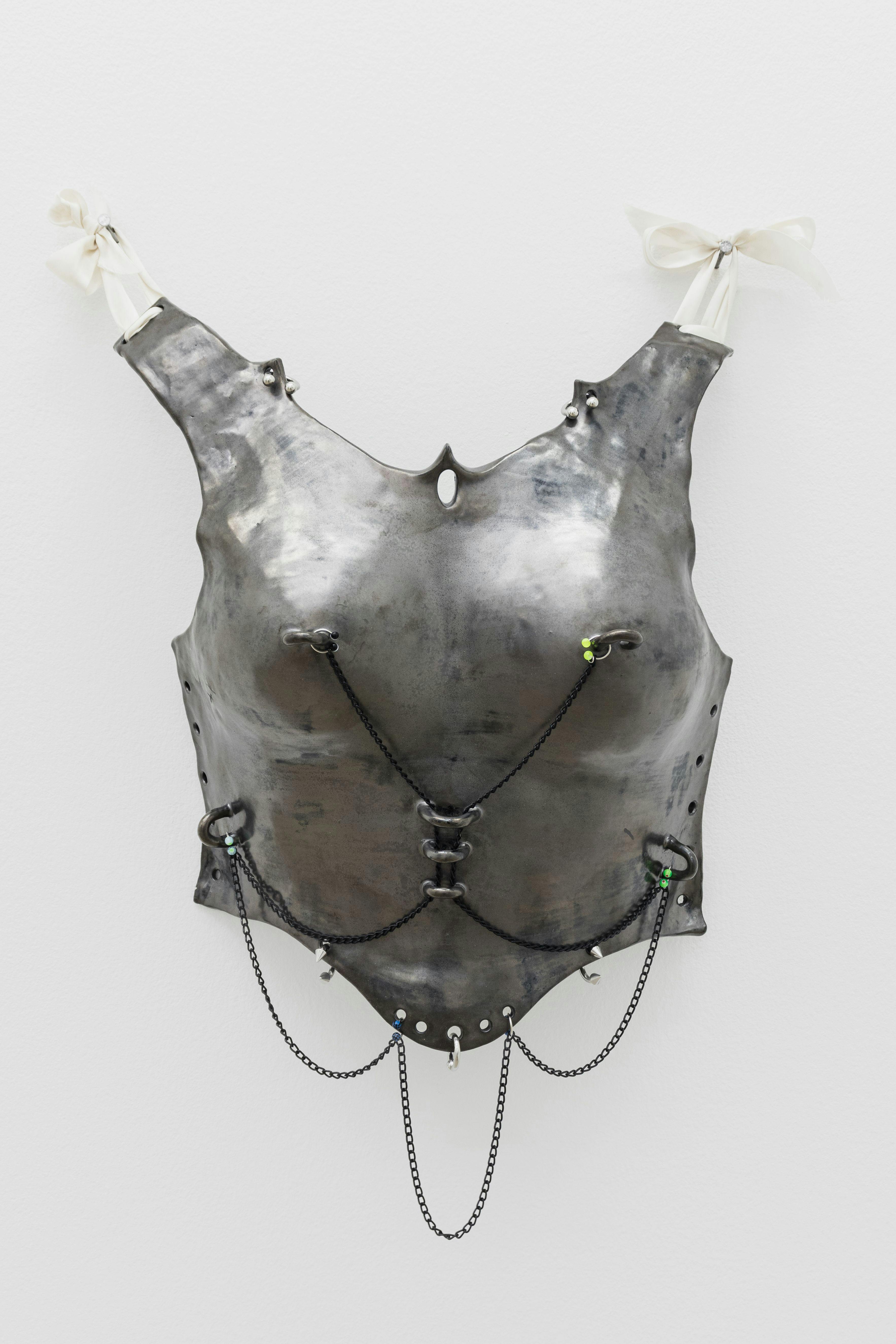 Breastplate 3, 2023

glazed stoneware, stainless steel jewelry

19 x 14 x 6 inches